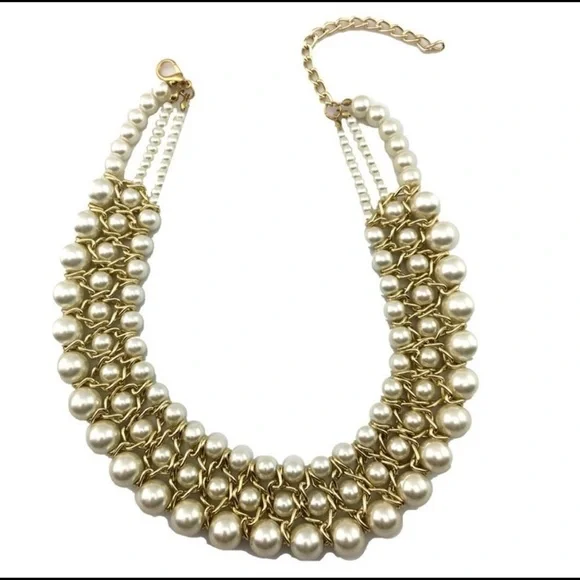 Layered pearls and gold wrapped necklace. - Picture 2 of 2